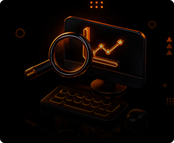Orange-lit robotic portrait for market research